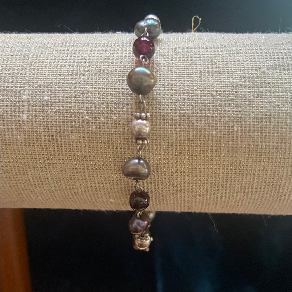 .925 Freshwater Pearls and Gemstone Bracelet